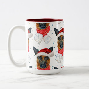 Deutscher Schäferhund Muster Sterne Weihnachten Zweifarbige Tasse