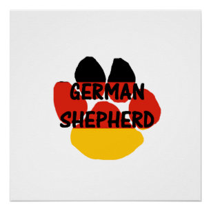 deutscher Schäferhund Name Pfote Deutschland-Flagg Poster