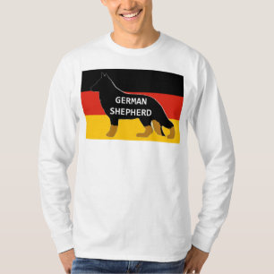 deutscher Schäferhund Name Silhouette auf Flagge z T-Shirt
