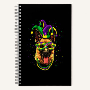 Deutscher Schäferhund Niedlich Mardi Gras Carnival Notizbuch