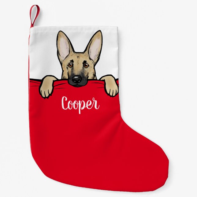 Deutscher Schäferhund Niedlich Personalisiert Kleiner Weihnachtsstrumpf (Vorderseite)