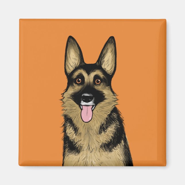 Deutscher Schäferhund | Niedliche Kunst für Hausti Magnet (Vorne)