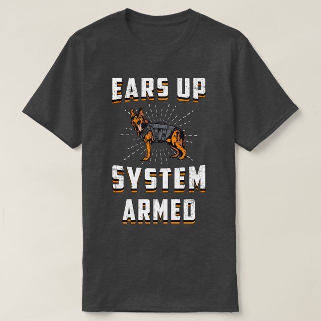 Deutscher Schäferhund Ohrfeigen Vintager bewaffnet T-Shirt (Design vorne)