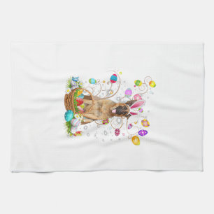 Deutscher Schäferhund Ostereier Jagd Korb Ostern Geschirrtuch