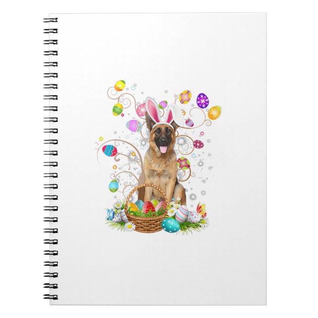 Deutscher Schäferhund Ostereier Jagd Korb Ostern Notizblock (Vorderseite)