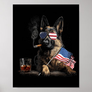 Deutscher Schäferhund Papa Patriotische Amerikanis Poster