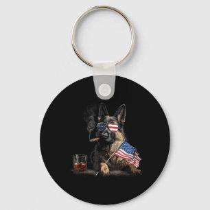 Deutscher Schäferhund Papa Patriotische Amerikanis Schlüsselanhänger