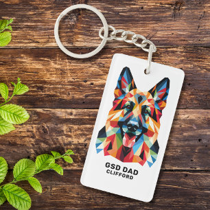 Deutscher Schäferhund Papa Personalisierte Low-Pol Schlüsselanhänger