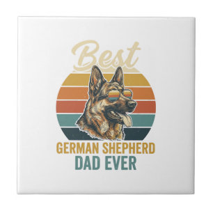 Deutscher Schäferhund Papa Vintage Sonnenuntergang Fliese