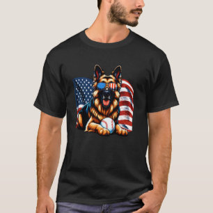 Deutscher Schäferhund Patriotischer Baseball-Fan U T-Shirt