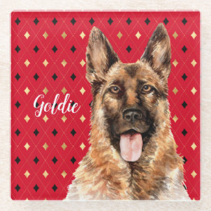 Deutscher Schäferhund Personalisiert Glasuntersetzer