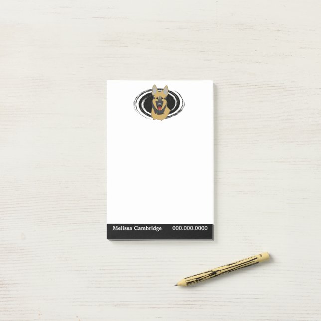 Deutscher Schäferhund Personalisiert Post-it Klebezettel (Auf Schreibtisch)