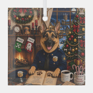 Deutscher Schäferhund Polizei Feiertag Ornament Aus Glas