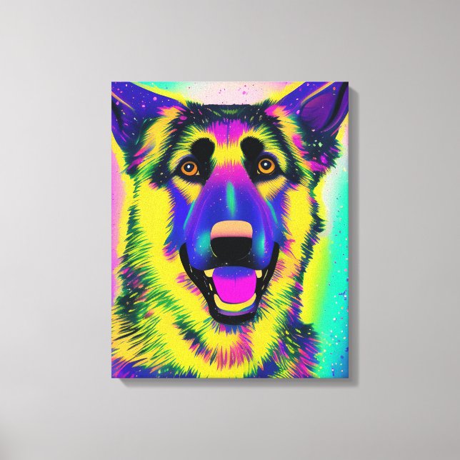 Deutscher Schäferhund Pop Kunst Leinwanddruck (Vorderseite)