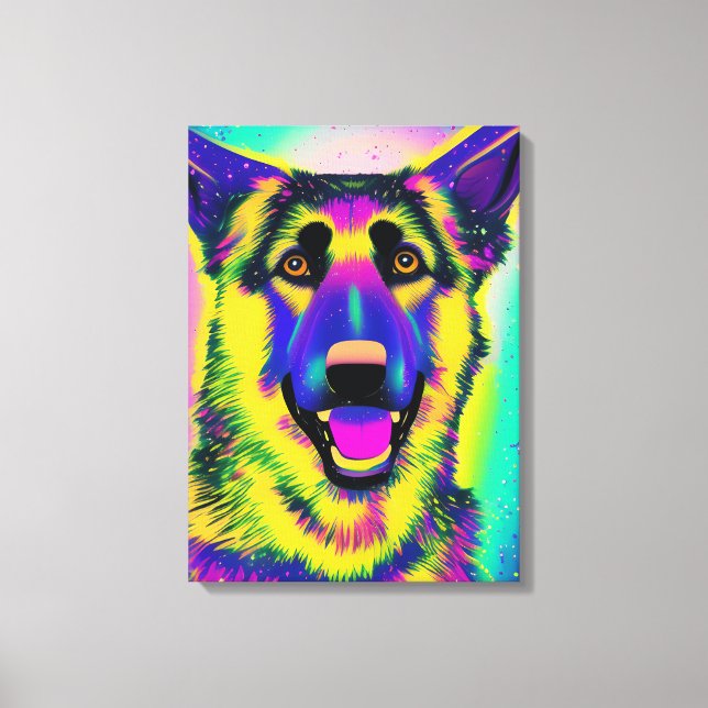 Deutscher Schäferhund Pop Kunst Leinwanddruck (Vorderseite)