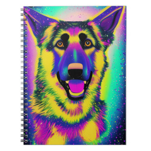 Deutscher Schäferhund Pop Kunst Notizblock