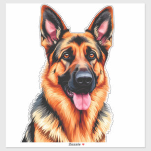 Deutscher Schäferhund-Porträt Aufkleber