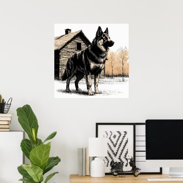 Deutscher Schäferhund Poster (Heimbüro)