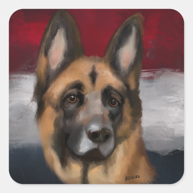 Deutscher Schäferhund Quadratischer Aufkleber (Vorderseite)