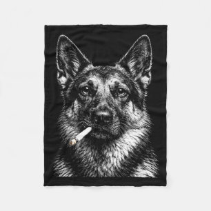 Deutscher Schäferhund raucht lustiges Gangster-Hun Fleecedecke
