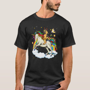 Deutscher Schäferhund reitet auf Einhorn und Regen T-Shirt