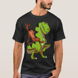 Deutscher Schäferhund reitet T-Rex Dinosaurier T-Shirt