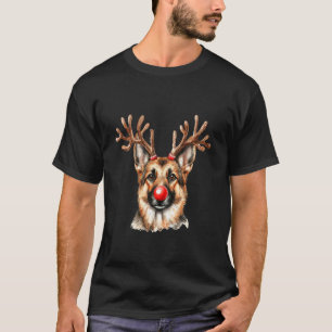 Deutscher Schäferhund Rentier Weihnachtslichter Hu T-Shirt