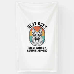 Deutscher Schäferhund Retro Art Vintage Hunde Lieb Banner