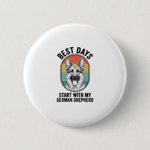 Deutscher Schäferhund Retro Art Vintage Hunde Lieb Button