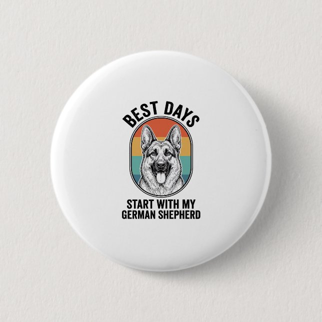 Deutscher Schäferhund Retro Art Vintage Hunde Lieb Button (Vorderseite)