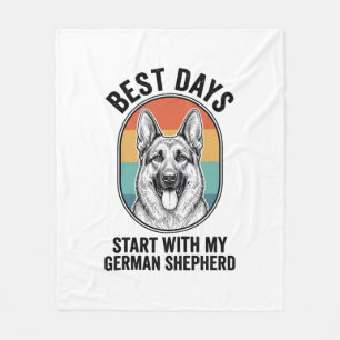 Deutscher Schäferhund Retro Art Vintage Hunde-Lieb Fleecedecke