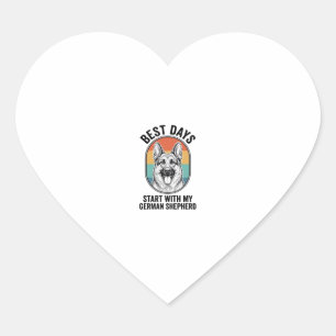 Deutscher Schäferhund Retro Art Vintage Hunde Lieb Herz-Aufkleber