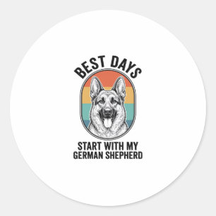 Deutscher Schäferhund Retro Art Vintage Hunde-Lieb Runder Aufkleber