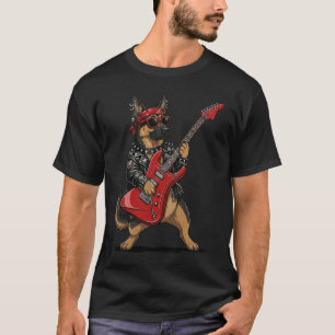 Deutscher Schäferhund Rock and Roll Gitarre spiele T-Shirt