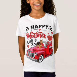 Deutscher Schäferhund Roter Lkw Happy Valentinstag T-Shirt
