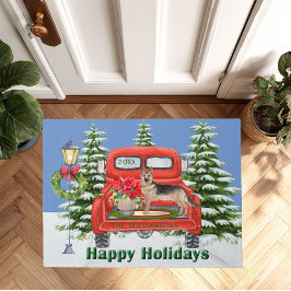 Deutscher Schäferhund Roter Vintager Lkw Familienn Fußmatte