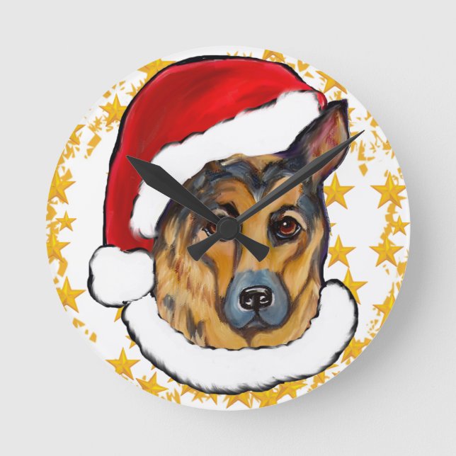 DEUTSCHER SCHÄFERHUND RUNDE WANDUHR (Vorderseite)