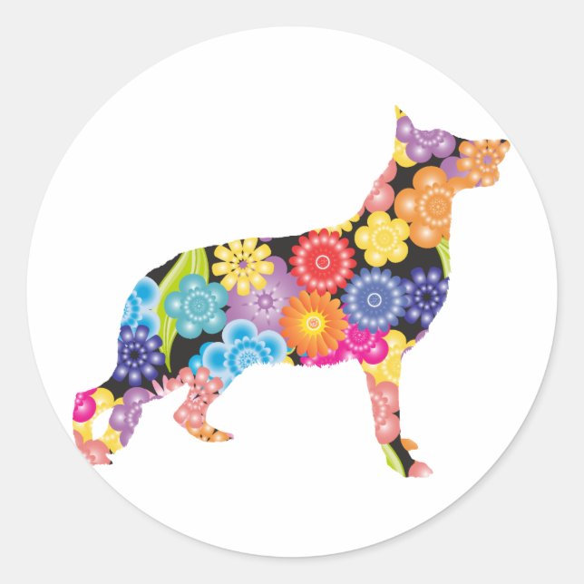 Deutscher Schäferhund Runder Aufkleber (Vorderseite)