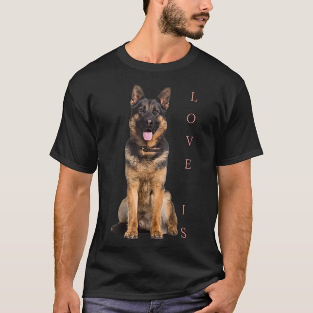 Deutscher Schäferhund Schäfer Hund Mama Vater Lieb T-Shirt (Vorderseite)