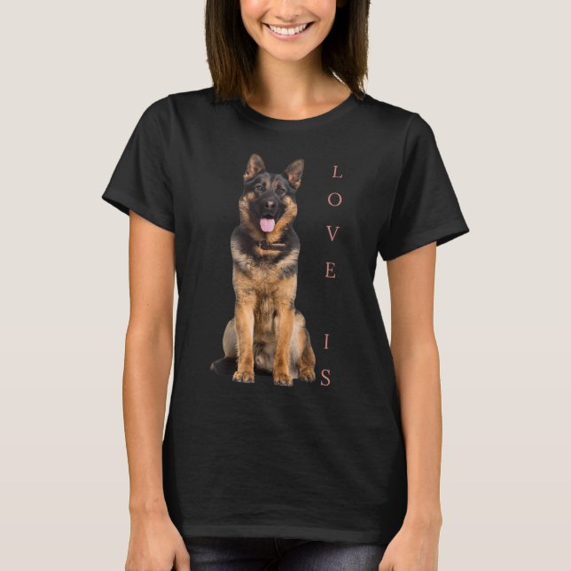 Deutscher Schäferhund Schäfer Hund Mama Vater Lieb T-Shirt (Vorderseite)