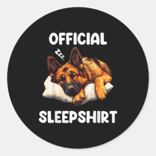 Deutscher Schäferhund Schlafshirt Hundeliebhaber P Runder Aufkleber