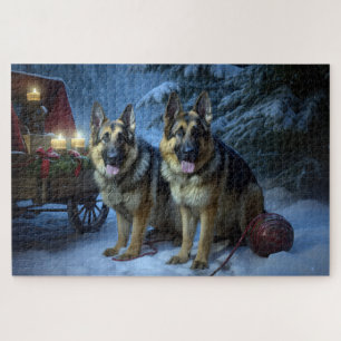 Deutscher Schäferhund Schneebedeckter Schlitten We Puzzle