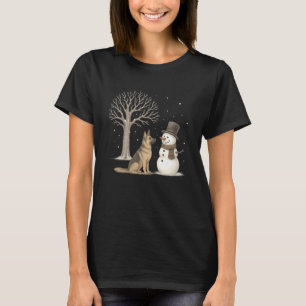 Deutscher Schäferhund Schneemann Winter Vintage We T-Shirt
