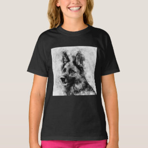 Deutscher Schäferhund Schwarz-Weiß-Aquarell T-Shirt