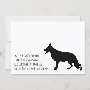Deutscher Schäferhund schwarze Silhouette Dankeskarte