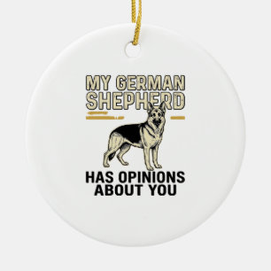 Deutscher Schäferhund-Shirt Lustige Vintage-Prägun Keramik Ornament