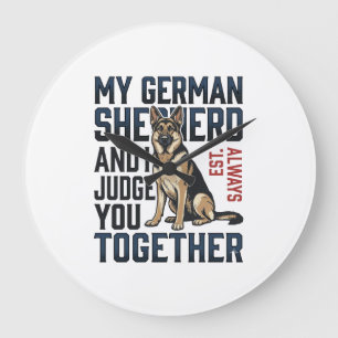 Deutscher Schäferhund-Shirt Lustiger Hundeliebhabe Große Wanduhr