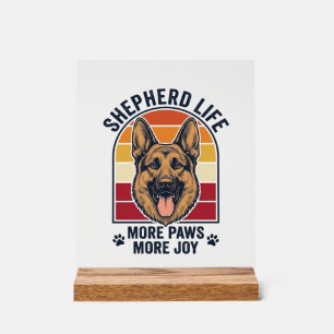Deutscher Schäferhund-Shirt Retro-Gravur Hunde-Lie Acrylschild