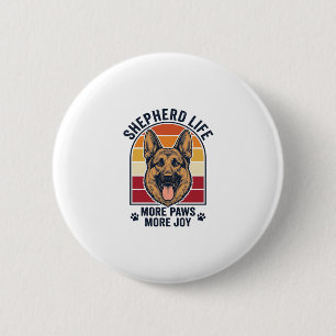 Deutscher Schäferhund-Shirt Retro-Gravur Hunde-Lie Button