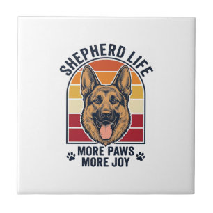 Deutscher Schäferhund-Shirt Retro-Gravur Hunde-Lie Fliese